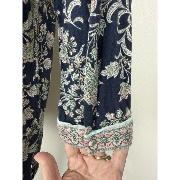 J.Jill Women's Tunic 3/4 Sleeves 3/4 Covered Buttons Floral Boho Sz M Petite - Picture 8 of 15